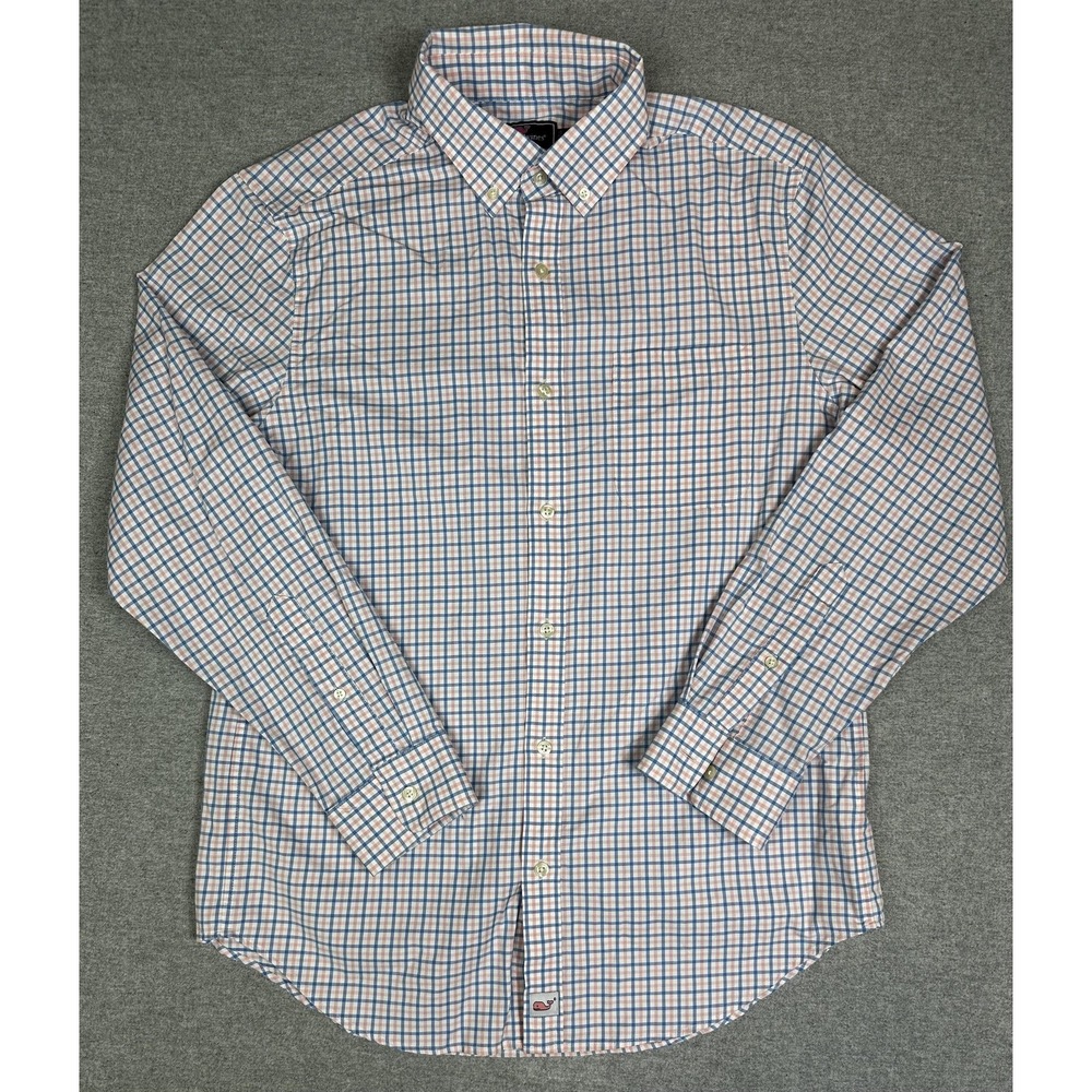 Vineyard Vines Performance Murray Shirt Mens Medium Blue Pink Check Button‎ Down - Picture 2 of 9